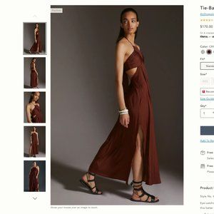Anthropologie Crimson Tie-Back Halter Maxi Dress PS